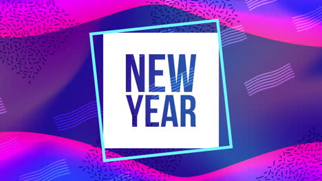 colors lines and geometric figures animation with happy new year lettering