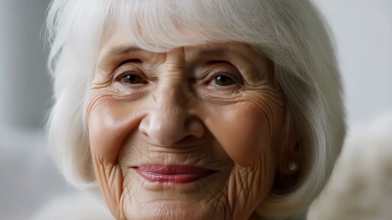 retrato en primer plano de una anciana sonriente