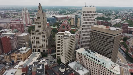 Aerial-of-Providence-Rhode-Island-skyscrapers-in-New-England