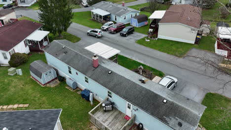 rear of mobile home trailer house in usa