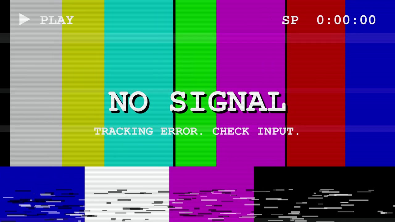 Television Test Pattern with No Signal and Glitch Effects