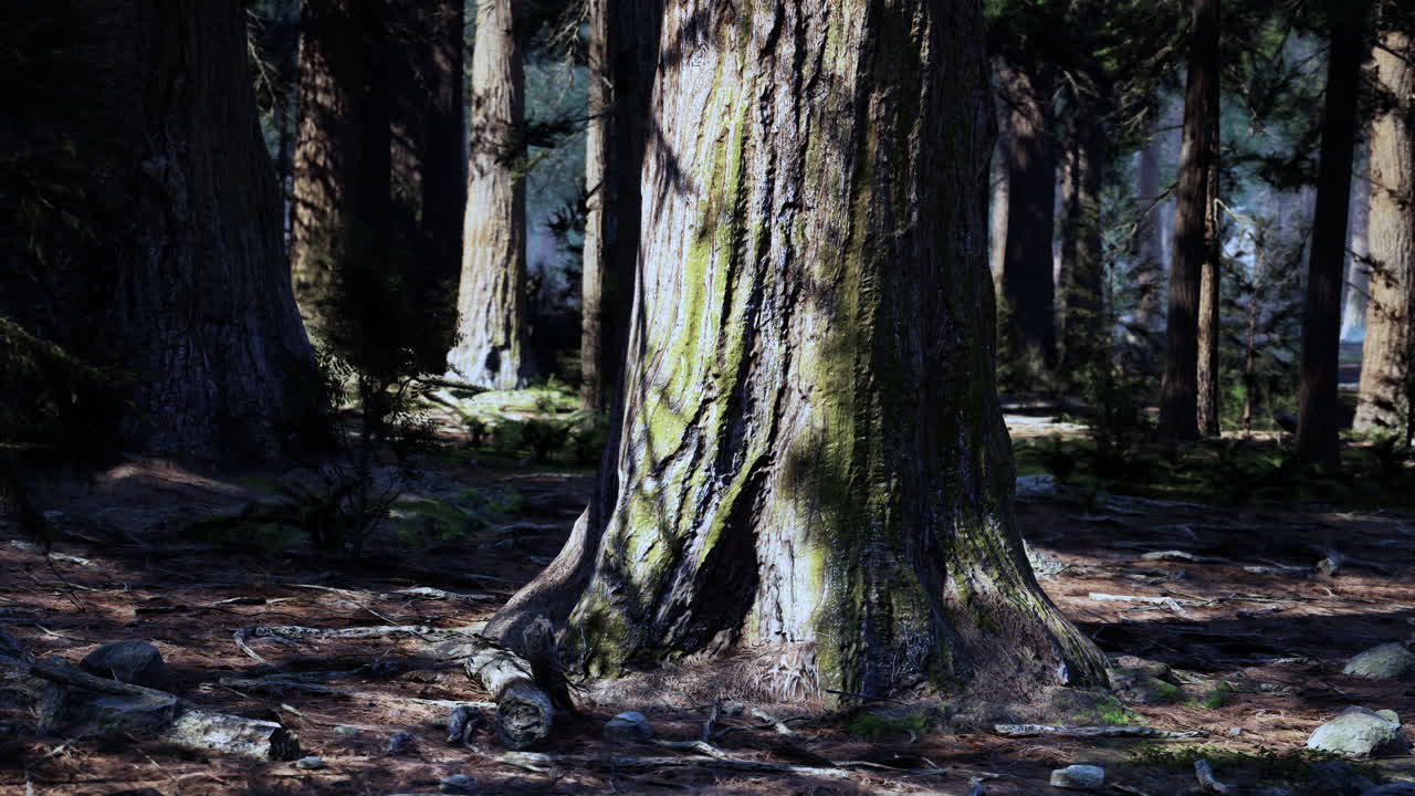 빛이 나무 숲을 가로질러