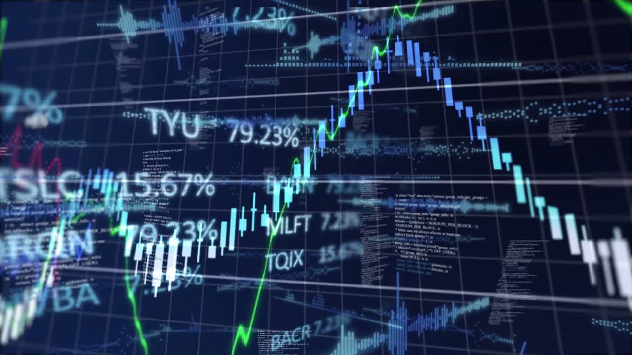 Premium stock video - Animation of multiple graphs with numbers over ...