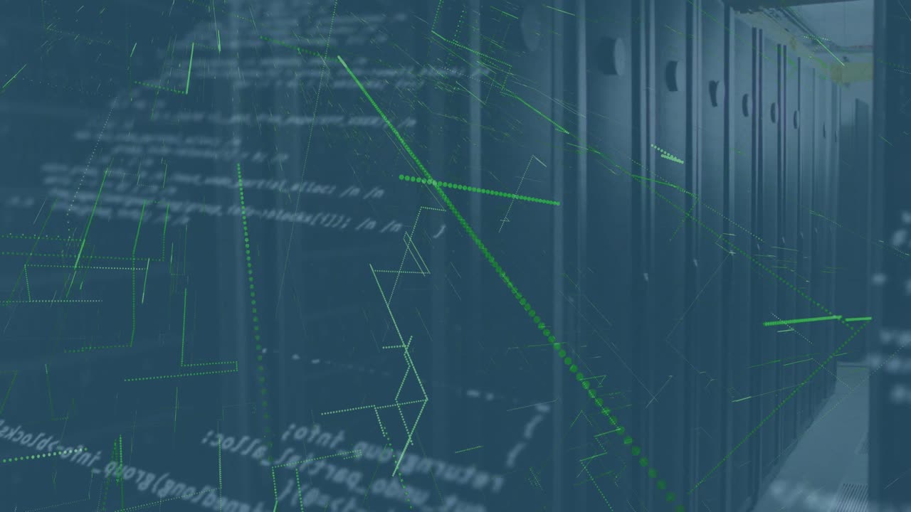 animación del procesamiento de datos en la sala de servidores