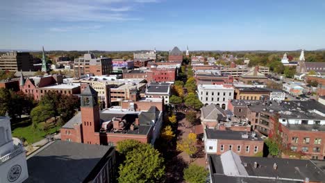 aerial push in burlington vermont skyline