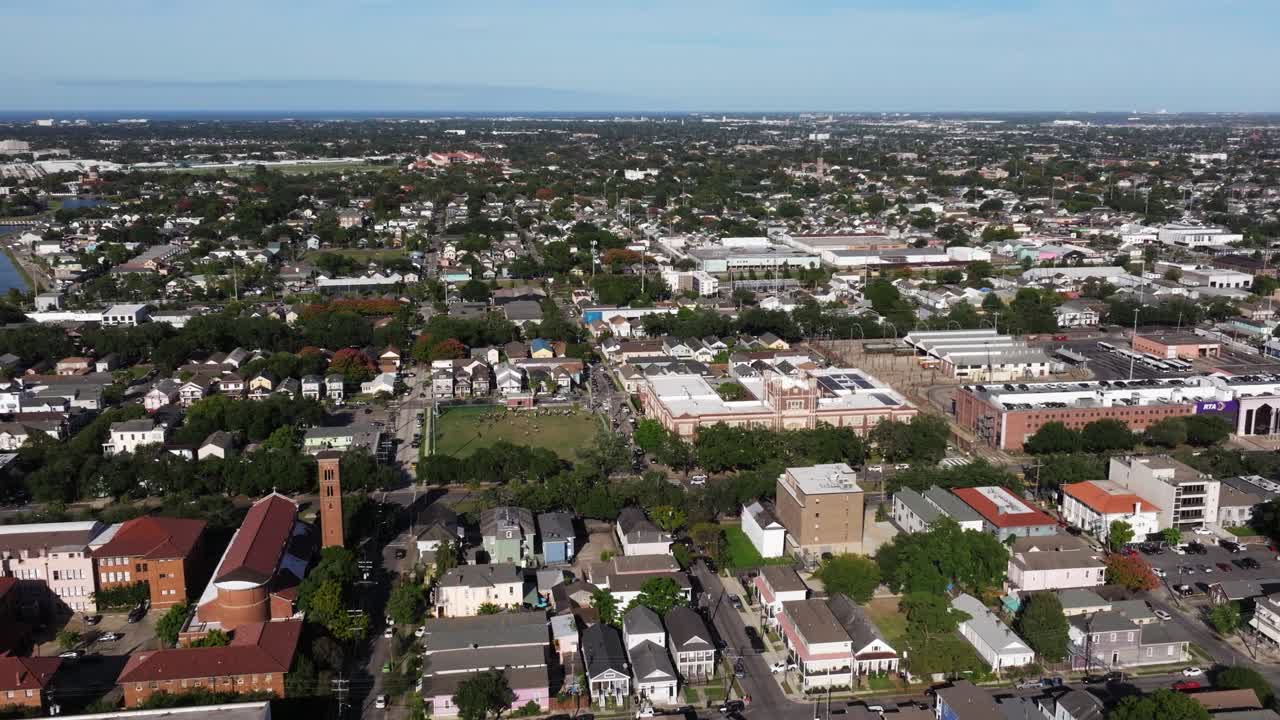 Aerial View Above New Orleans Neighborhood on Summer Day