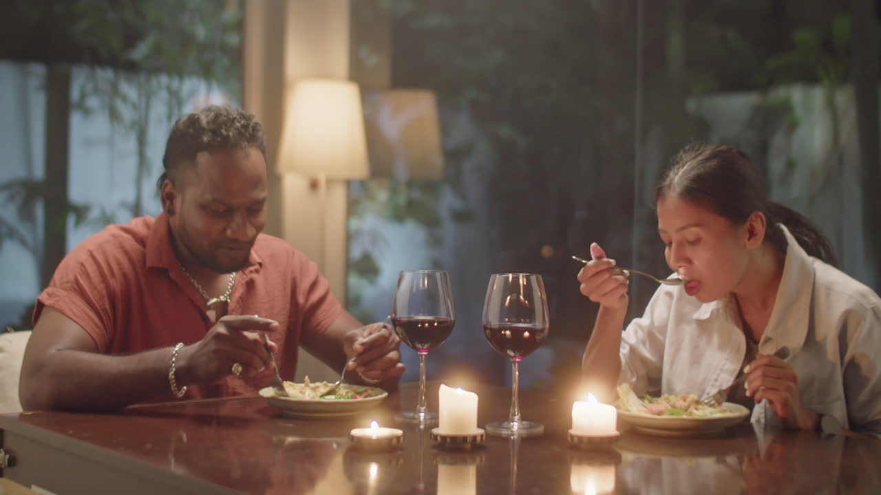 Couple Having Romantic Dinner at Home