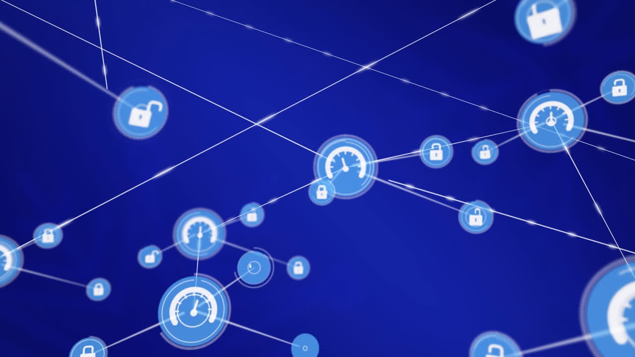 animación de la red de conexiones sobre fondo azul