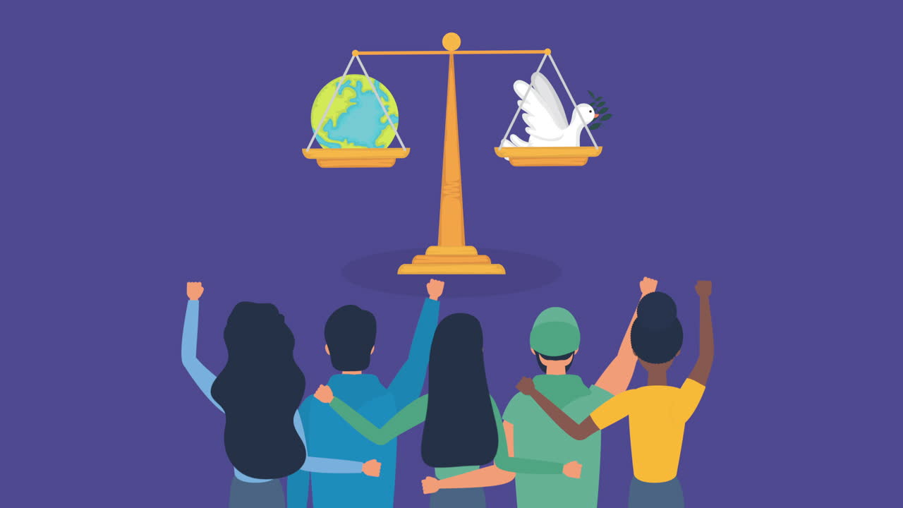 Human rights animation with diversity people | Premium Stock Video Footage