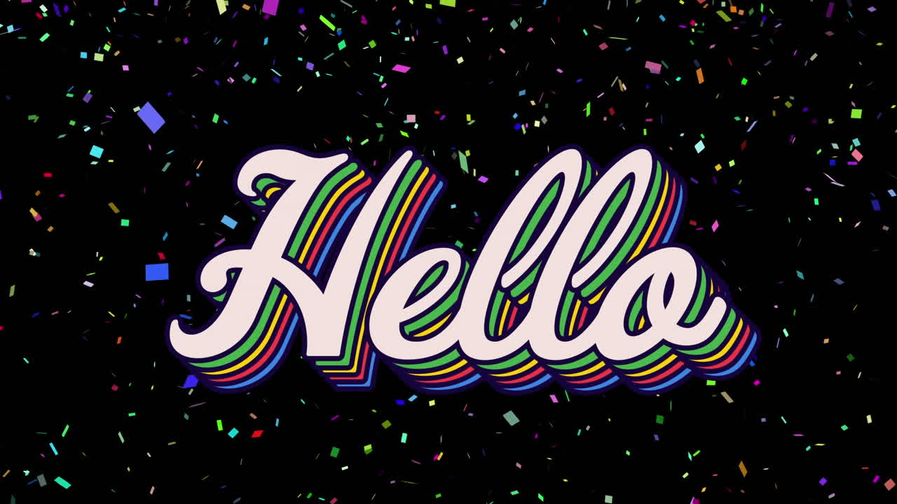 검은색 배경에 떨어지는 콘페티 위의 안 ⁇ 의 애니메이션