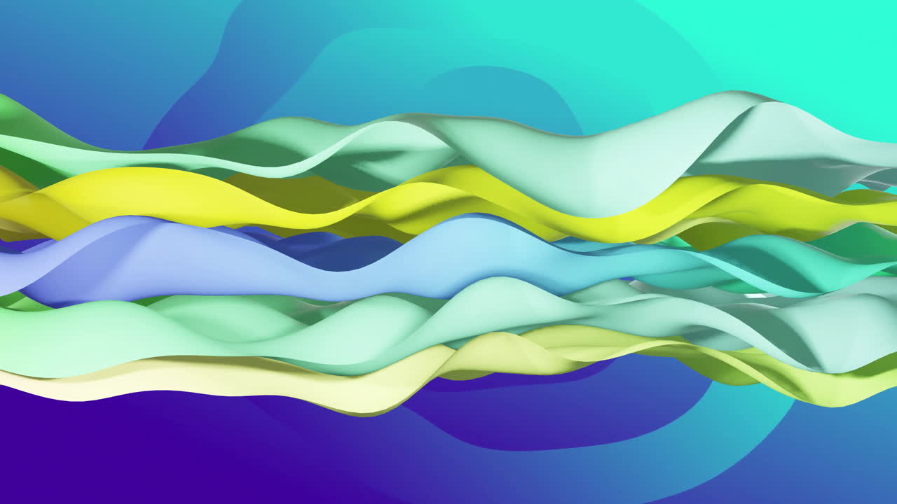Animation of waving layers moving over multi coloured background
