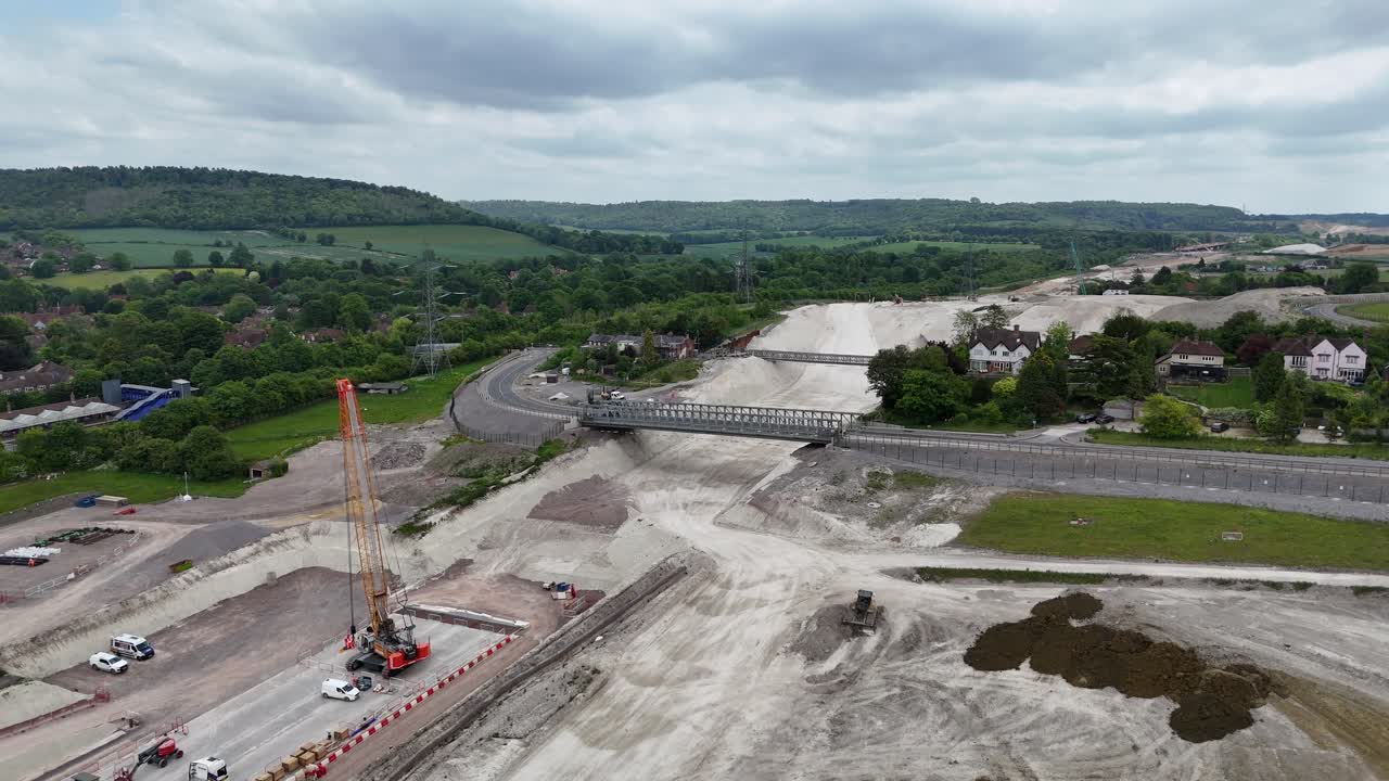 HS2 construction high speed railway Wendover Buckinghamshire, UK aerial drone