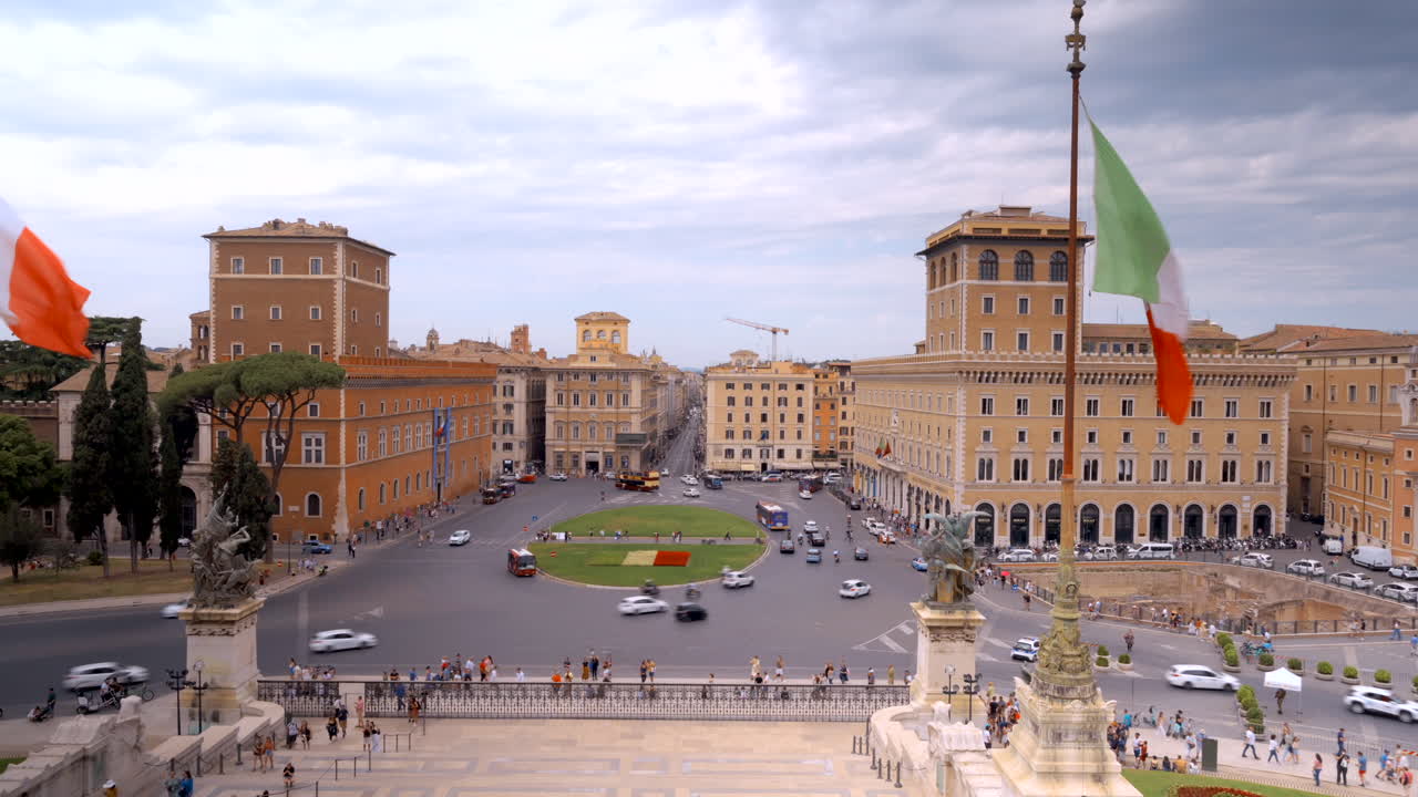 Time lapse di Piazza Venezia, vista dal Vittoriano Panorama di Roma