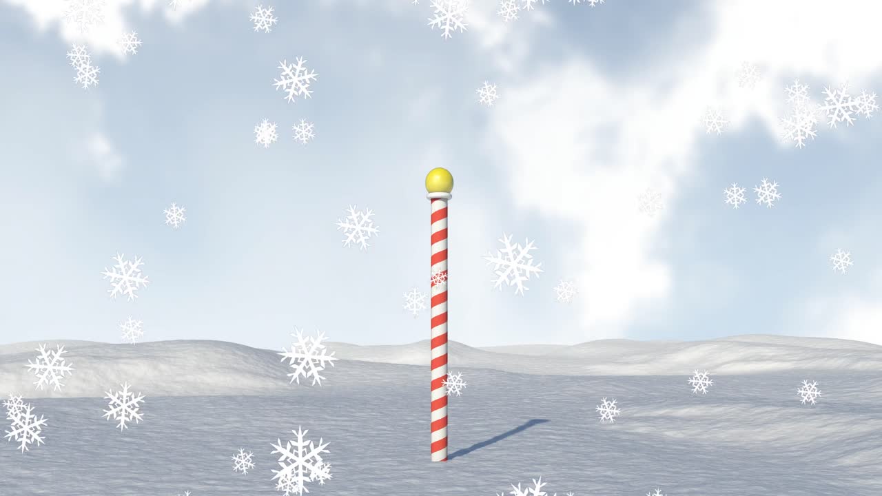 북극과 겨울 풍경 위에 내리는 눈의 애니메이션