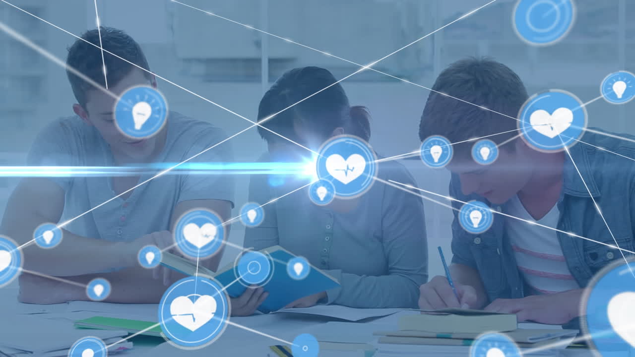 비즈니스 동료에 대한 아이콘과 연결 네트워크의 애니메이션