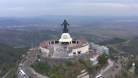 aerial: cristo rey, travel, guanajuato mexico, drone view