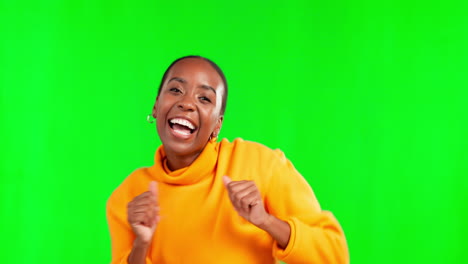 Face,-green-screen-and-black-woman