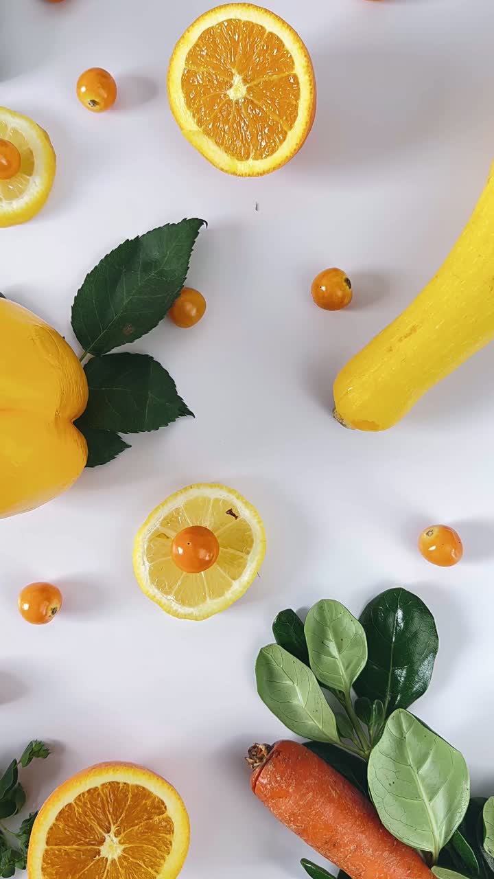 Colorful Fruits and Vegetables Arrangement