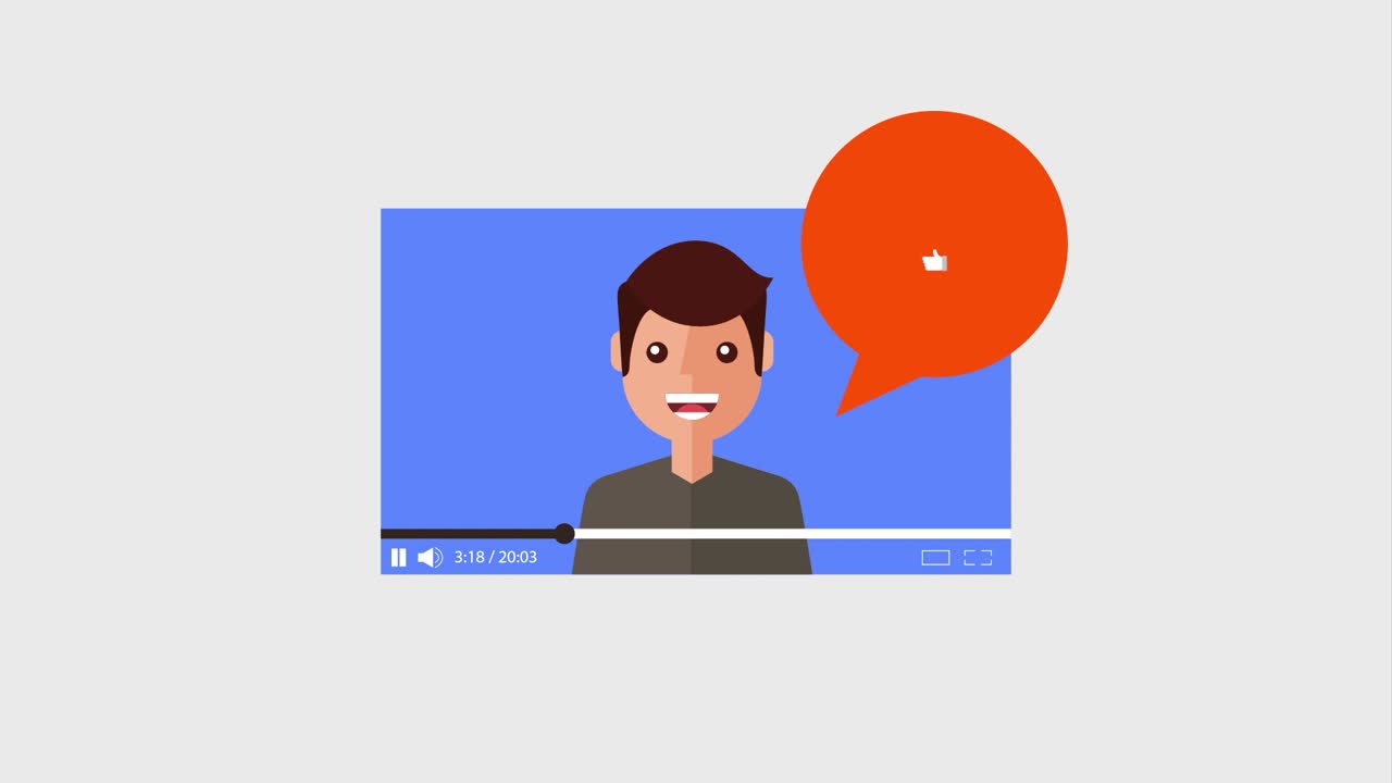 video joven y habla burbuja como mano