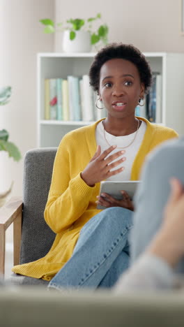 woman talking to therapist during a counseling session