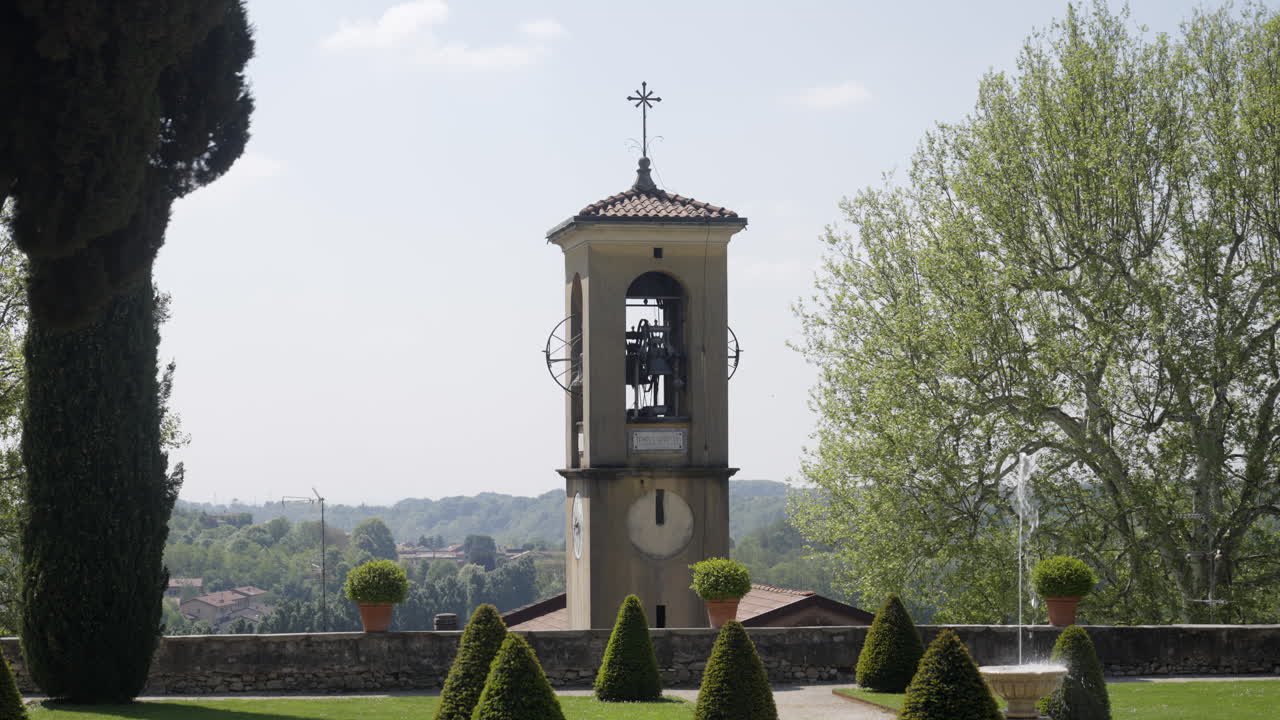 Bell Tower and Garden in an Italian Villa