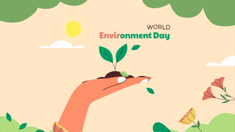 gráfico de movimiento de fondo plano para la celebración del día mundial del medio ambiente