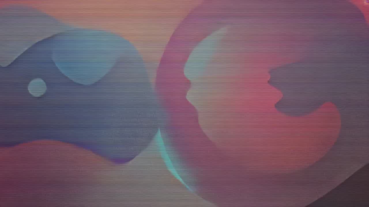 Playback starting blobs and orbs gliding and blending across screen for loop with CRT scanline