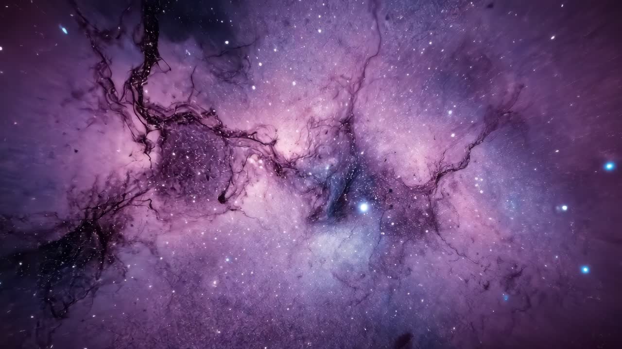 Una splendida nebulosa viola nello spazio profondo