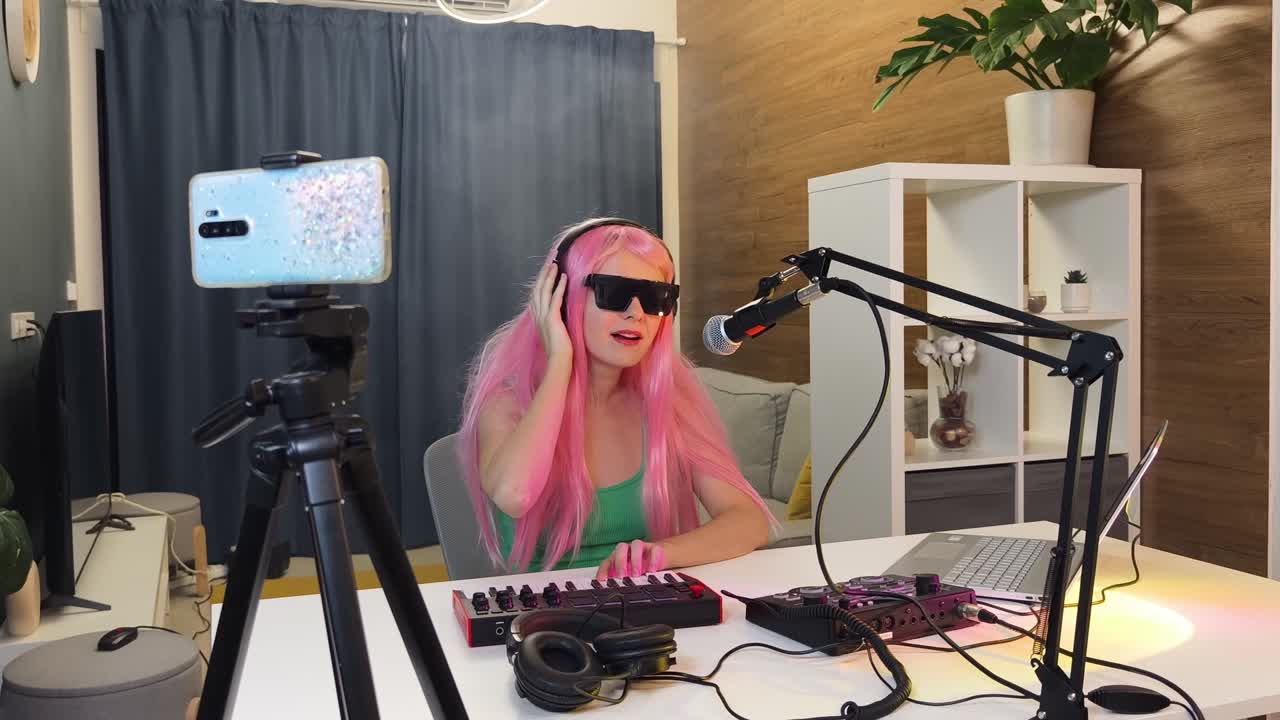 sesión de grabación de streamer de música