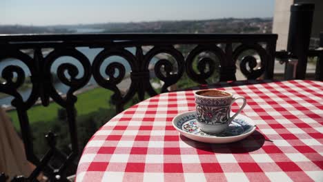 turkish coffee with a city view