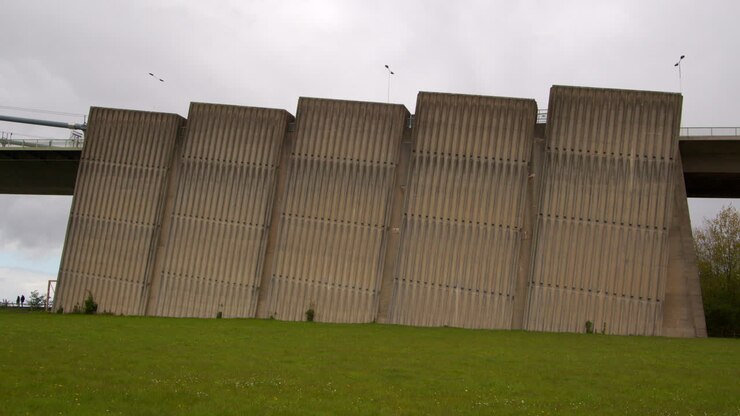 Ripresa laterale dei cassoni dell'estremità sud del ponte di Humber