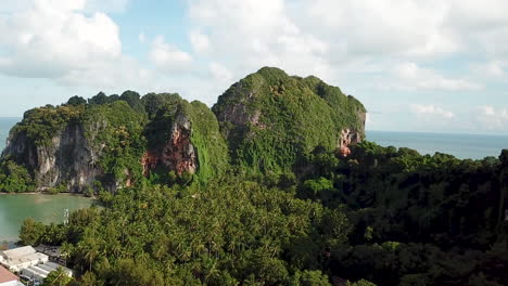 drone aerial view of tropical paradise in krabi province thailand