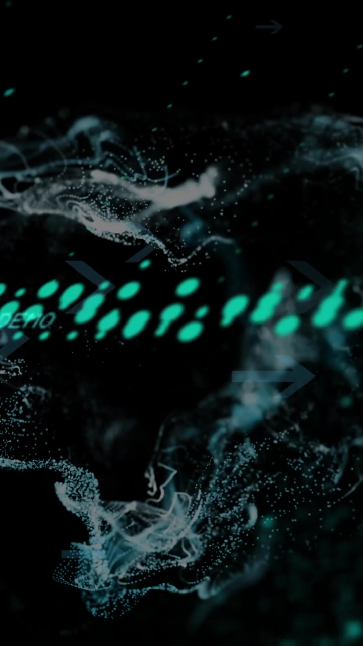 Abstract digital data and numbers animation over dark background with arrows