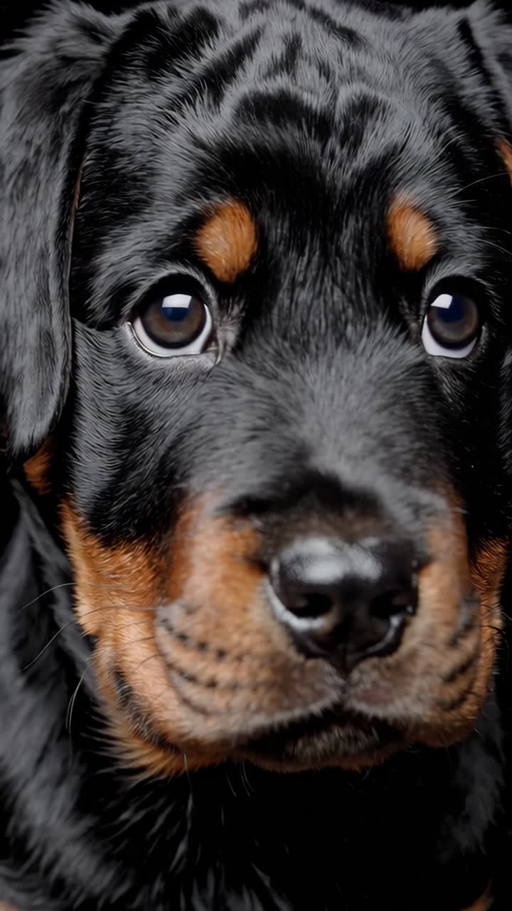 로트와일러 강아지의 클로즈업