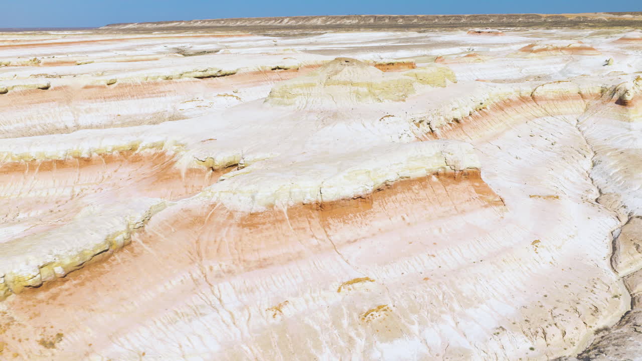 Sedimentary Rock Mountains At The Mangystau Region In Western Kazakhstan. Aerial Shot