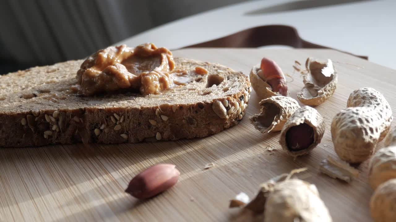 Peanut butter on whole wheat bread