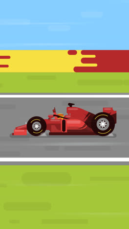 an animation of formula 1 racing car with flat design