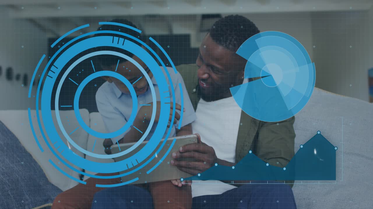 Animation d'une horloge et de formules mathématiques au-dessus de professionnels.