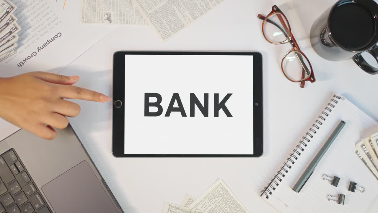 BANK DISPLAYING ON A TABLET SCREEN