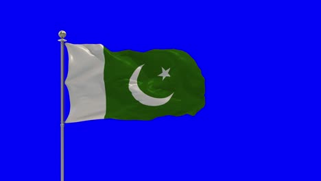 pakistán ilustración 3d de la bandera ondeando en un poste con croma