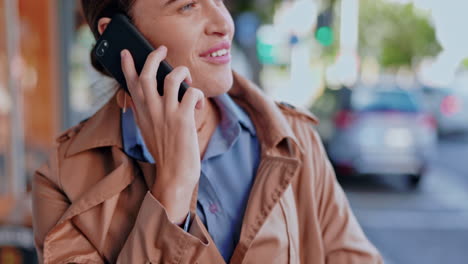 City,-phone-call-and-woman-on-street-networking