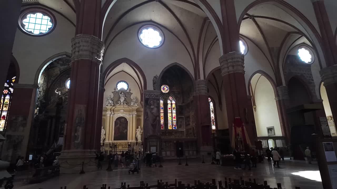 Bologna Italy cathedral interior Catholic church during mass worship place