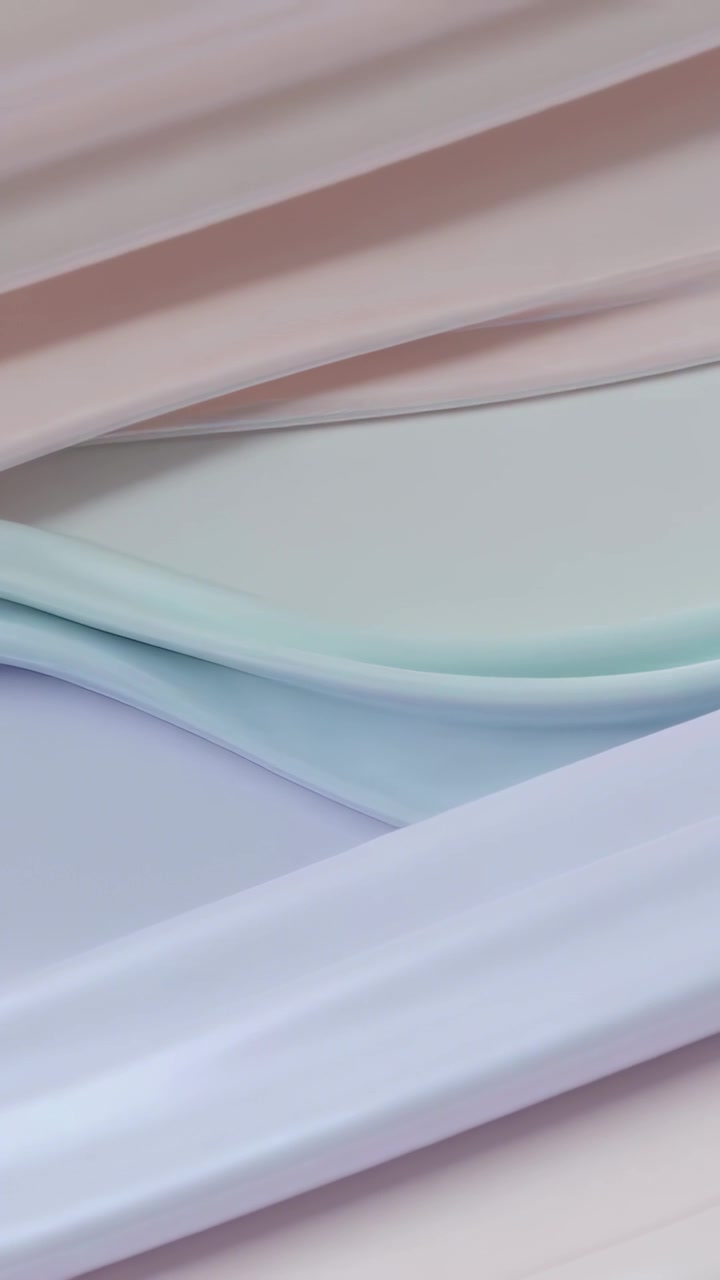 Vertical video: Shifting pastel ribbons sliding after frame shift in closeup with glossy sheen