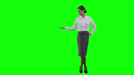 Businesswoman-gesturing-on-green-screen