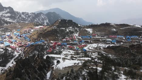 This-typical,-yet-rather-large-village-is-lovely-with-blue-and-red-roofs-in-Kalinchowk,-Dolakha-district-of-the-Bagmati-province-of-Nepal