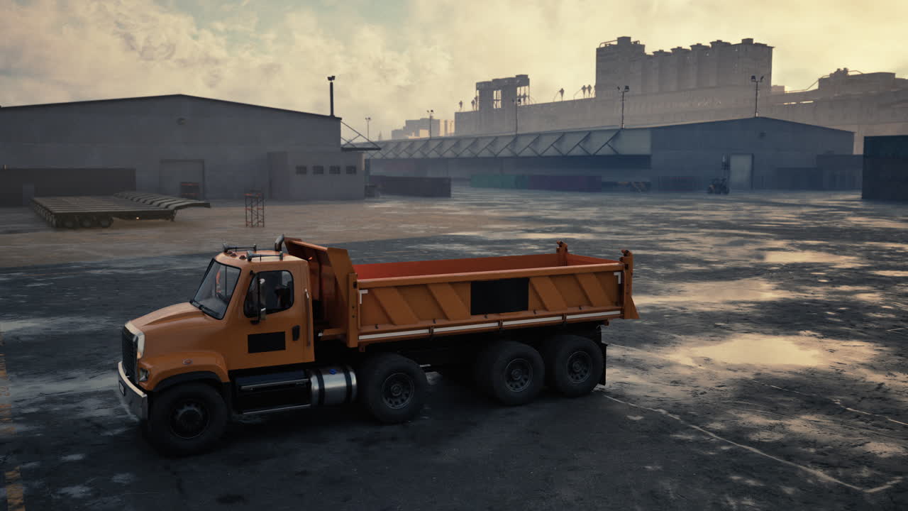 грузовик, припаркованный в промышленной зоне