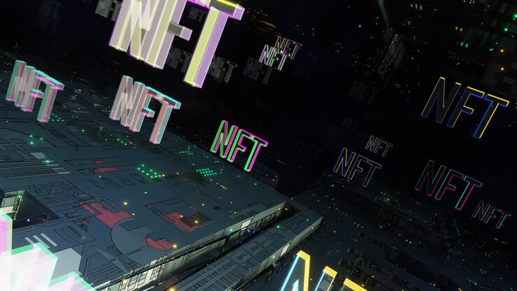 NFT inscription over an abstract city