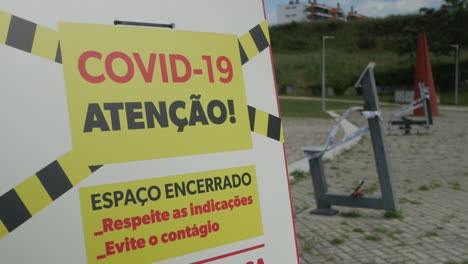 anuncio de pandemia de máquina de fitness al aire libre debido a covid-19