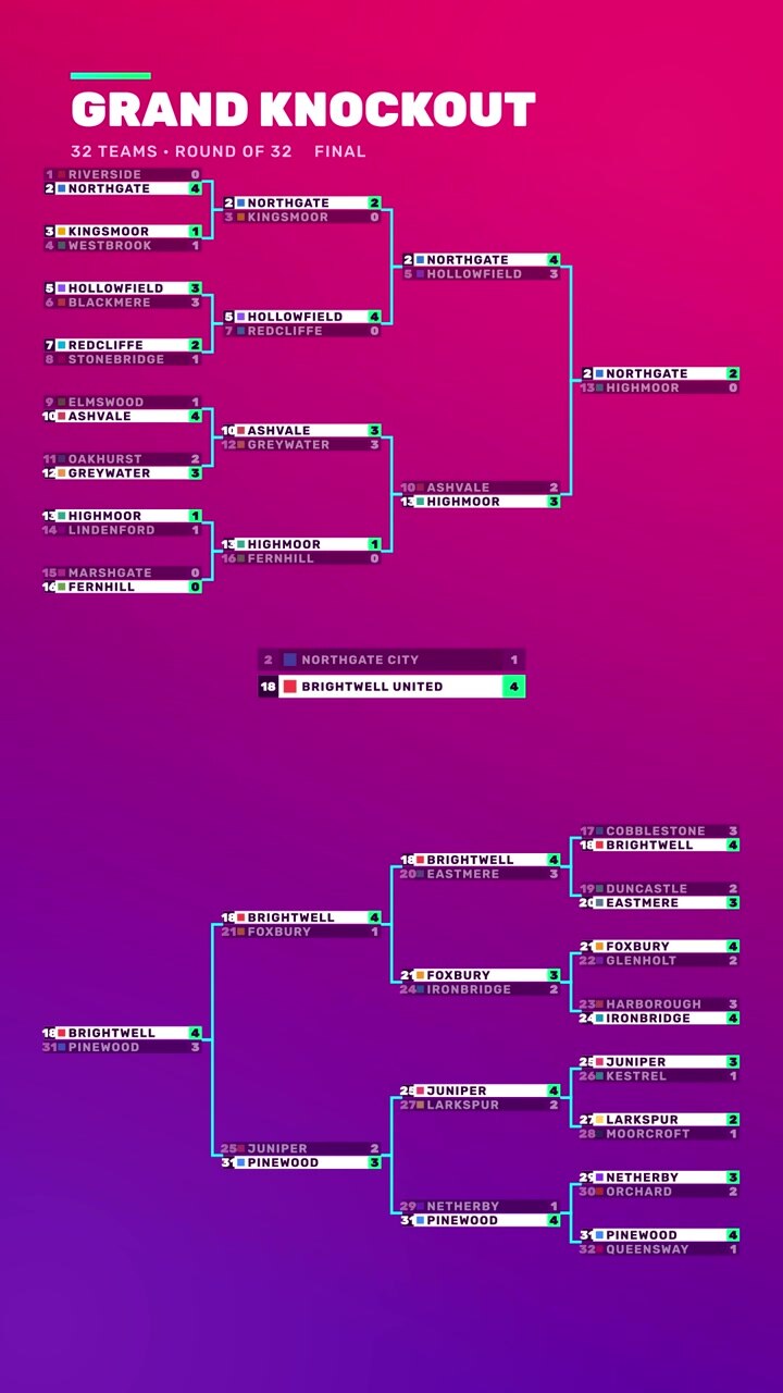 Tournament Bracket Display Showing Grand Knockout Final Results