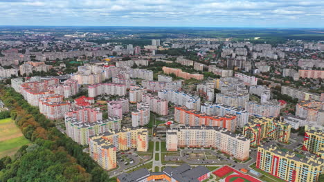 modern cityscape. colorful urban buildings in a new district. many high-rise apartments for citizens. aerial view.